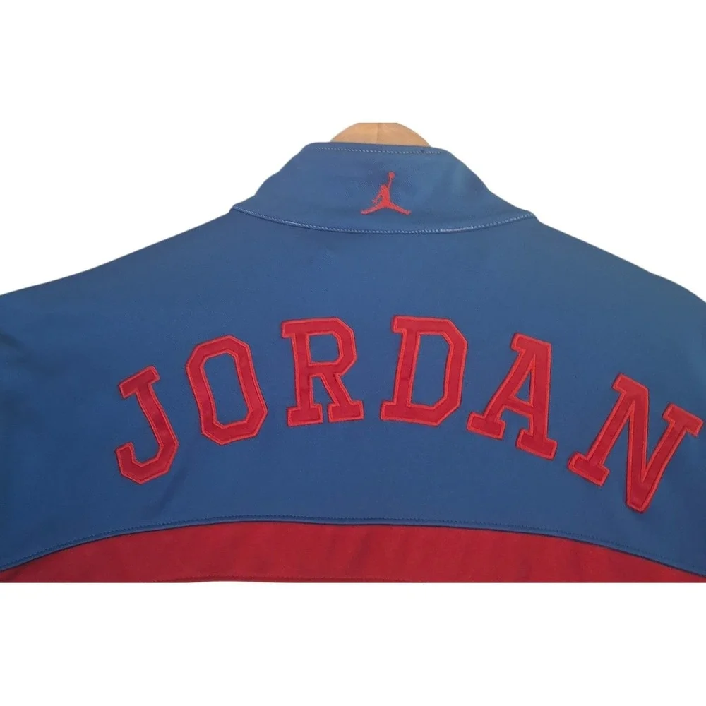 Jordan Mens Full Zip Track Jacket Gray Blue Red Spellout Jumpman XXL Mesh Coat
